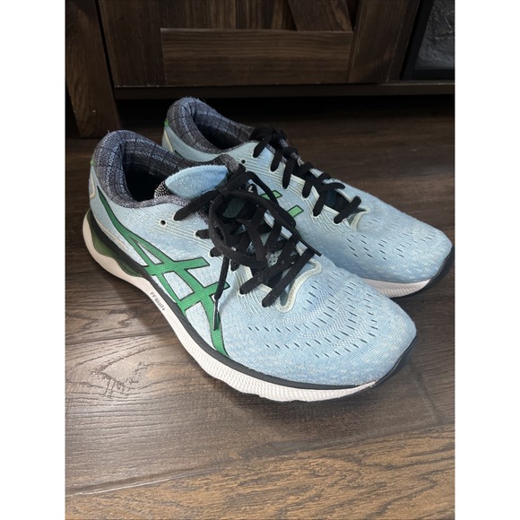 Asics Mens 10 Gel Nimbus 24  Blue FF Blast Plus Cilantro Running Shoes Sneakers - Picture 1 of 11